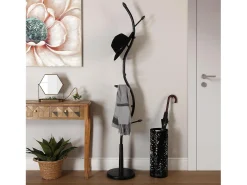 Swindon Perchero de Pie de Estilo Minimalista, Negro, 185x32x32cm