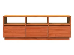 Sybe Mueble de TV madera maciza de pino marrón cera 140x37x50 cm