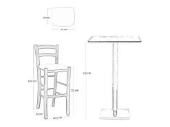 Taburete alto de madera de naranjo h 73 cm Rustic con asiento de polipiel antracita