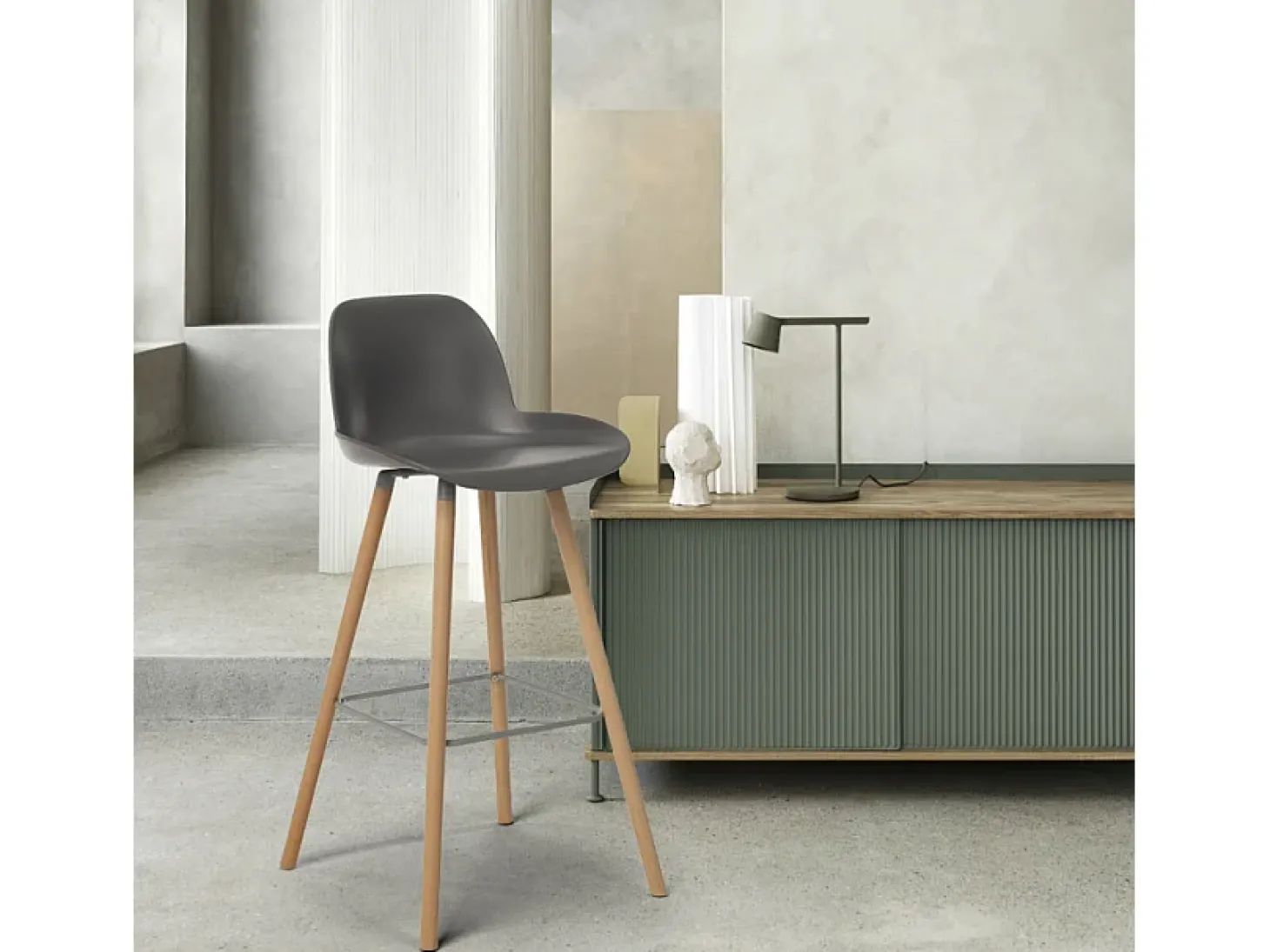 Taburete alto moderno Eiffel para bar y cocina diseño escandinavo Burj d65 - Gris