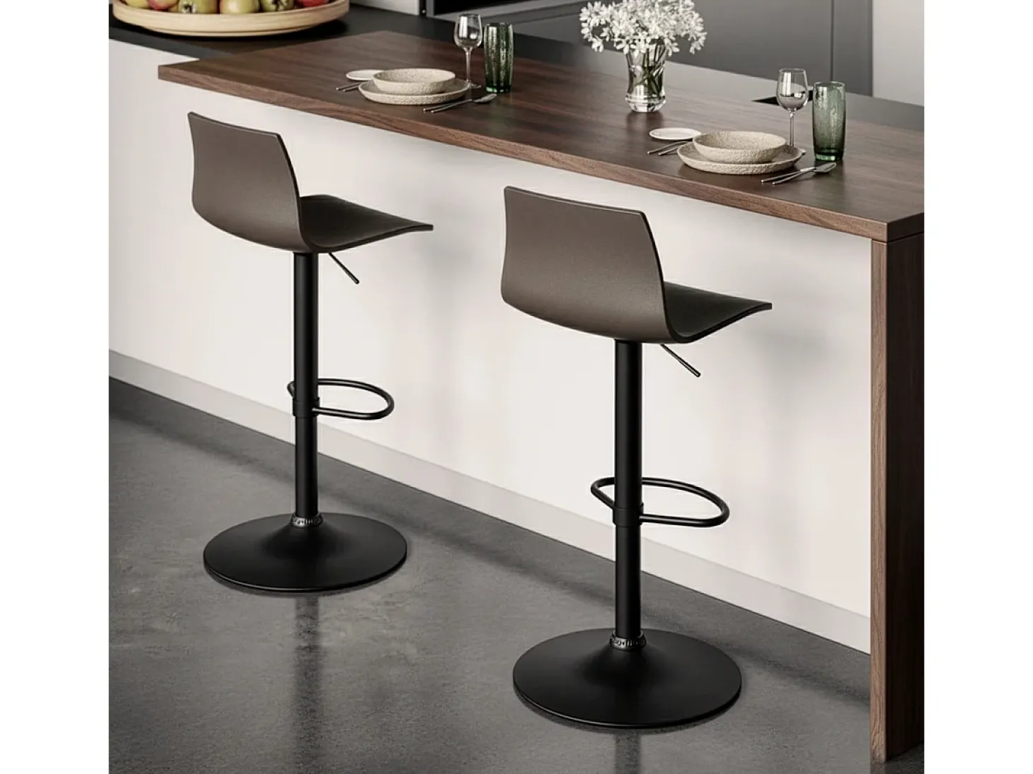 Taburete cocina bar diseño base negro mate ajustable Grand Soleil Imola Matt - Marrón