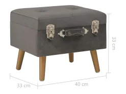 Taburete de almacenamiento de terciopelo gris de 40 cm
