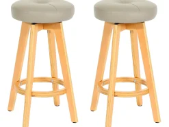 Taburete de bar Boras (juego de 2) giratorio, taupe, patas claras