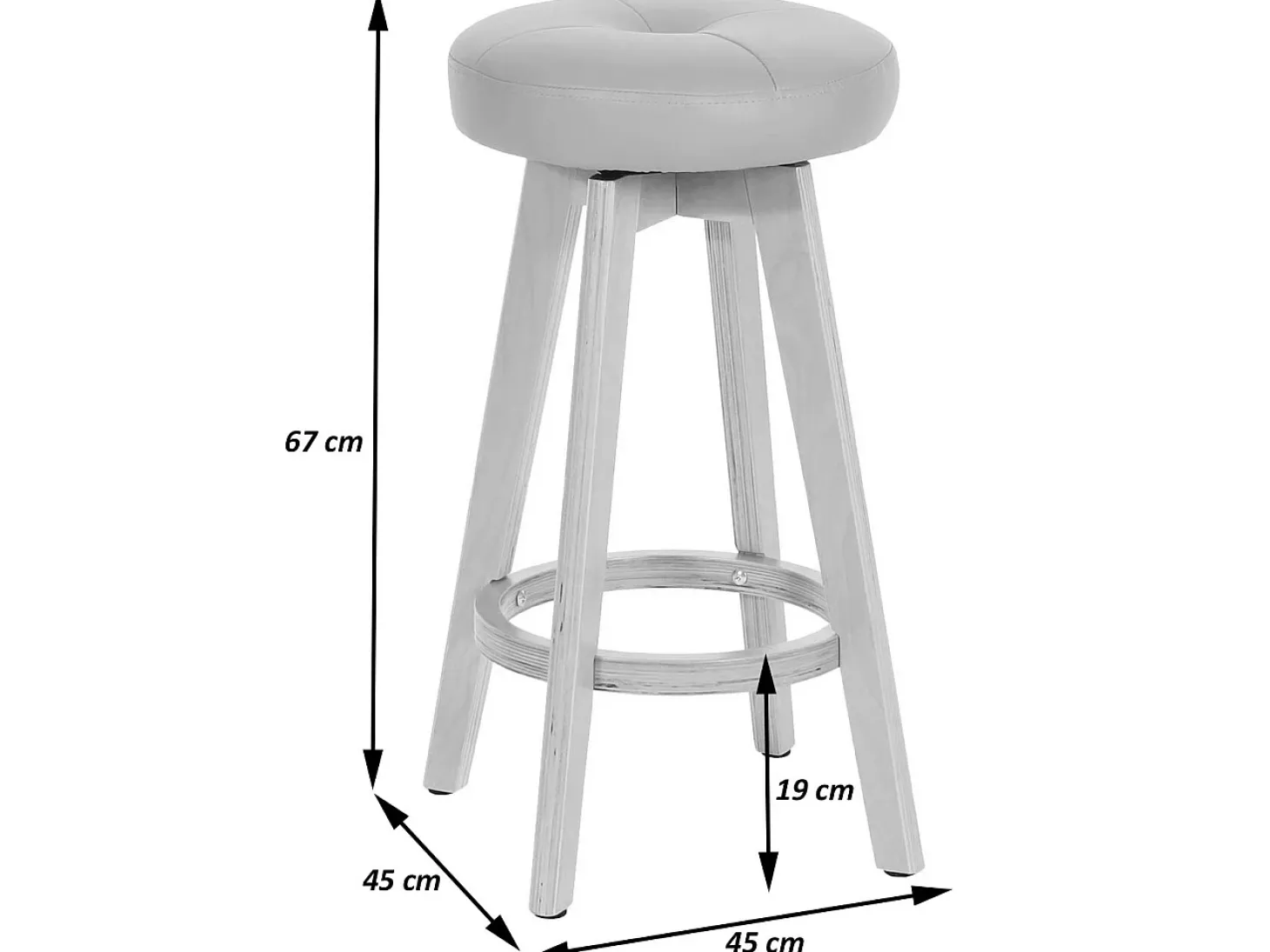 Taburete de bar Boras (juego de 2) giratorio, taupe, patas claras
