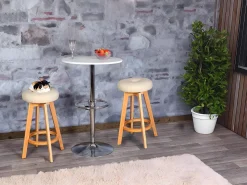 Taburete de bar Boras (juego de 2) giratorio, taupe, patas claras