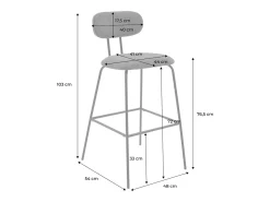 Taburete de bar con tejido repelente al agua y patas metal cromado,