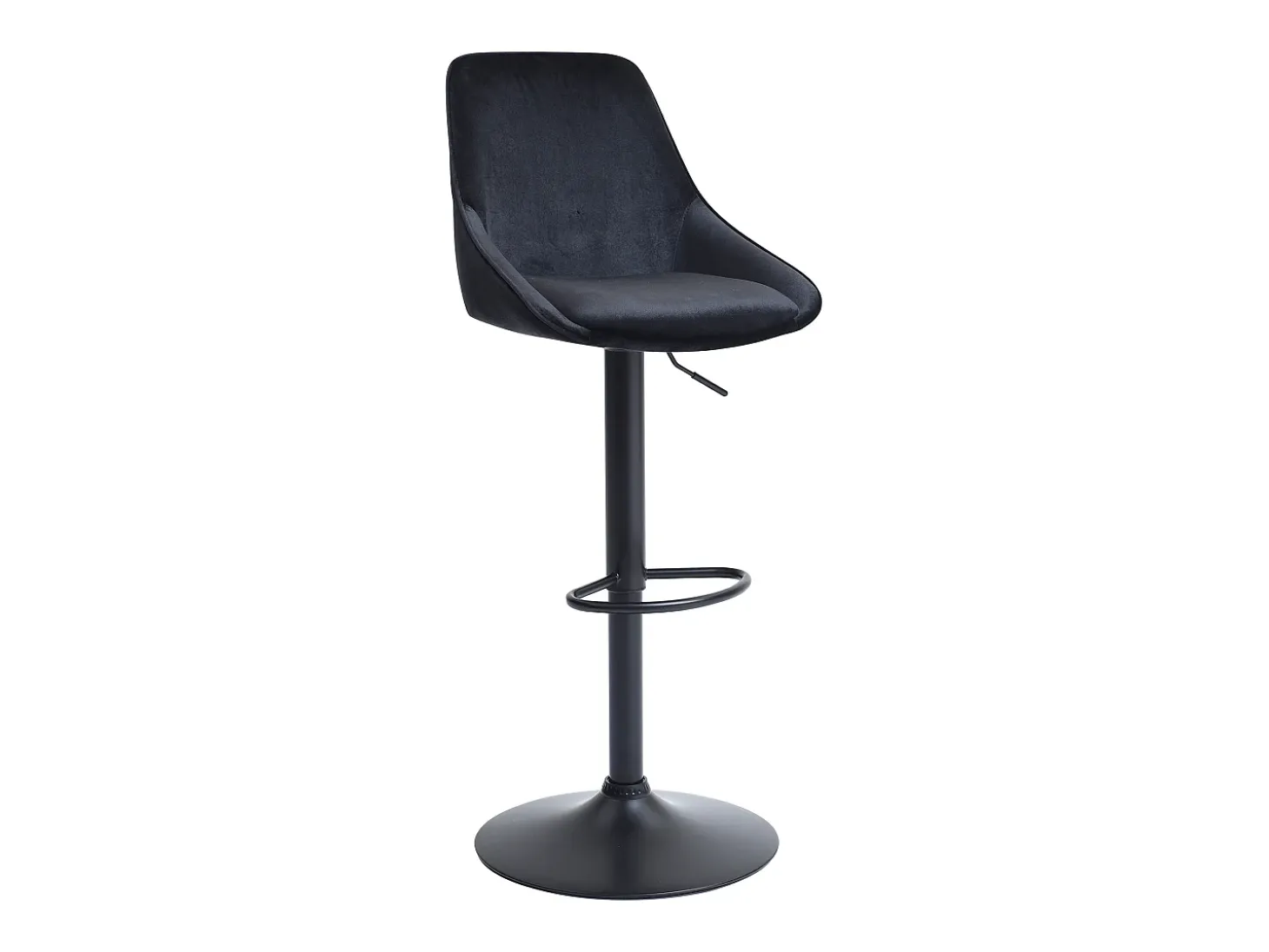 Taburete de bar de pana y metal - Altura ajustable - Negro - MASURIE