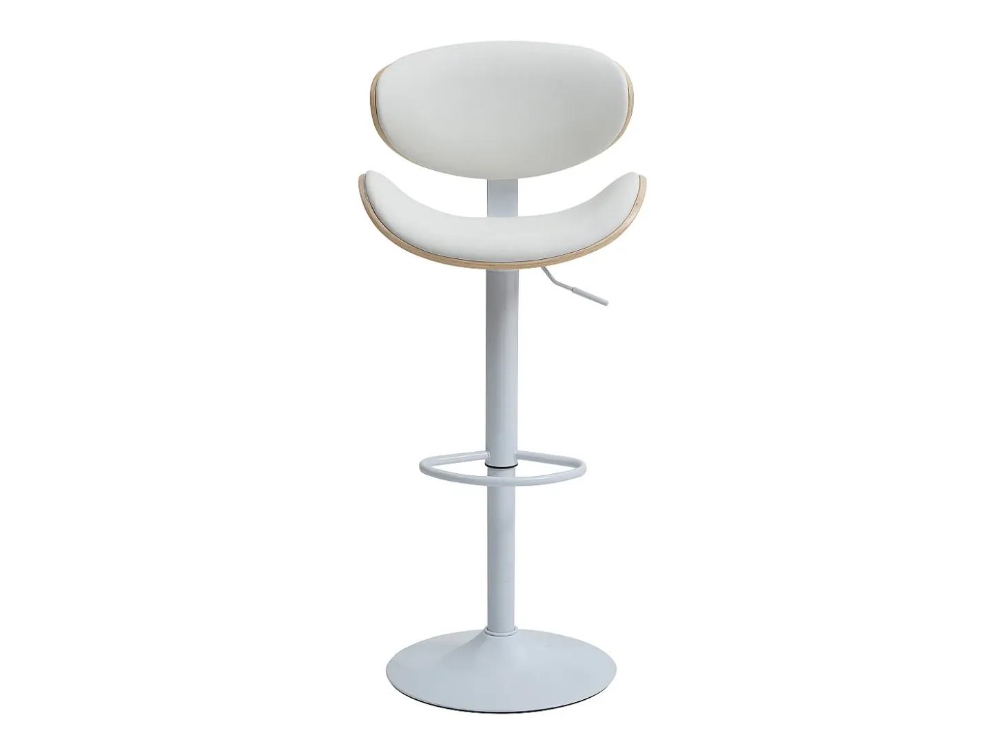 Taburete de bar de piel sintética - Altura ajustable - Natural claro y Blanco - MONTENEGRO
