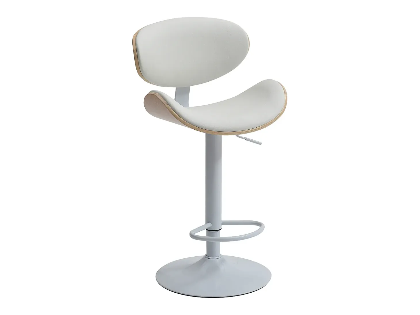 Taburete de bar de piel sintética - Altura ajustable - Natural claro y Blanco - MONTENEGRO