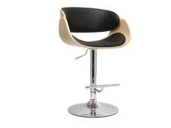 Taburete de bar diseño negro y madera clara BENT