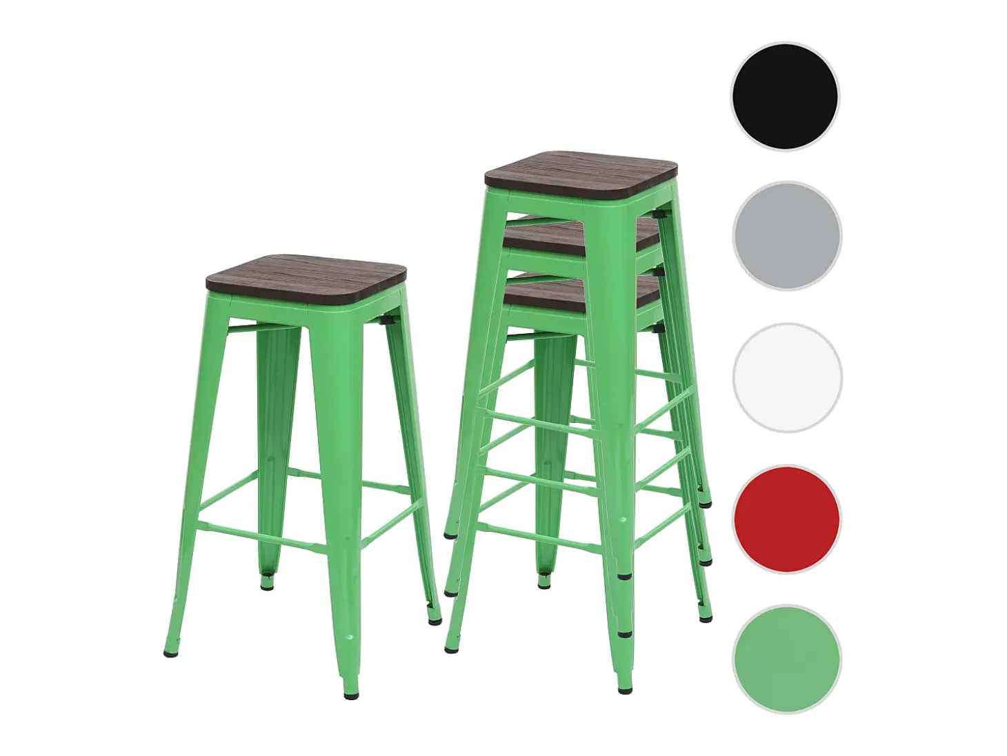 Taburete de bar MCW-A73 (juego de 4), verde