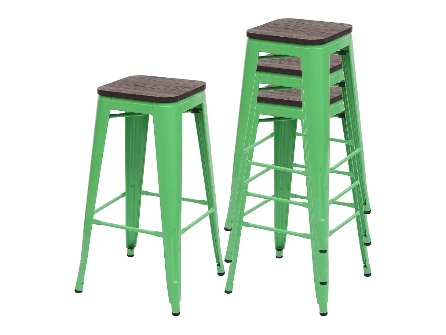 Taburete de bar MCW-A73 (juego de 4), verde