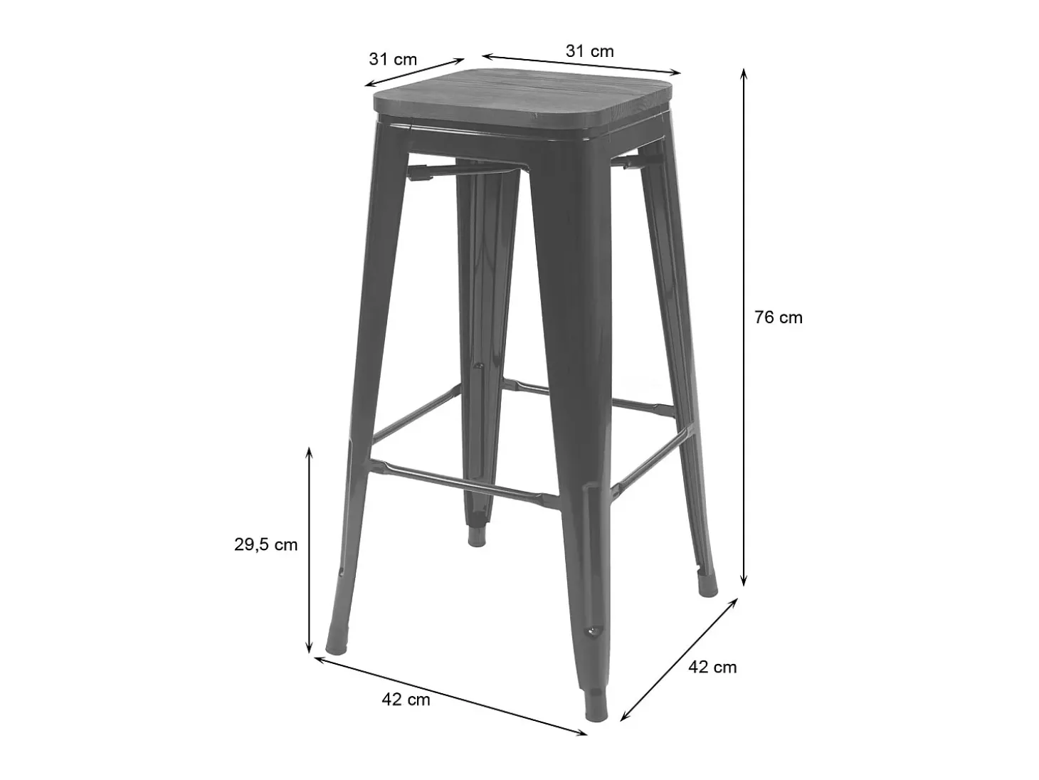 Taburete de bar MCW-A73 (juego de 4), verde