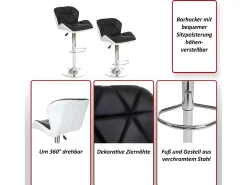 Taburete de bar MCW-A92 (set de 2), marrón