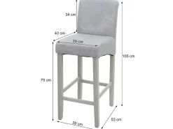 Taburete de bar MCW-C33 (juego de 2), imitación de ante, patas oscuras, tela/textil