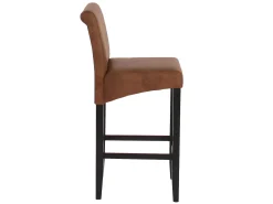 Taburete de bar MCW-C33 (juego de 2), imitación de ante, patas oscuras, tela/textil
