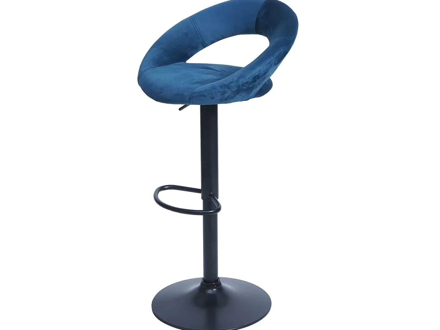 Taburete de bar MCW-F46 (juego de 2), terciopelo, azul petróleo