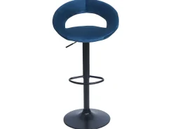 Taburete de bar MCW-F46 (juego de 2), terciopelo, azul petróleo