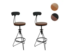 Taburete de bar MCW-N18 (juego de 2), marrón, estructura negra