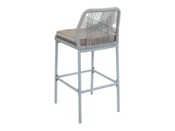 Taburete de bar MCW-O21 (set de 2), gris claro, cojín topo