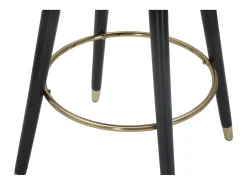 Taburete de bar para cocina en terciopelo con patas de madera negras y doradas h80cm Prague - Crema