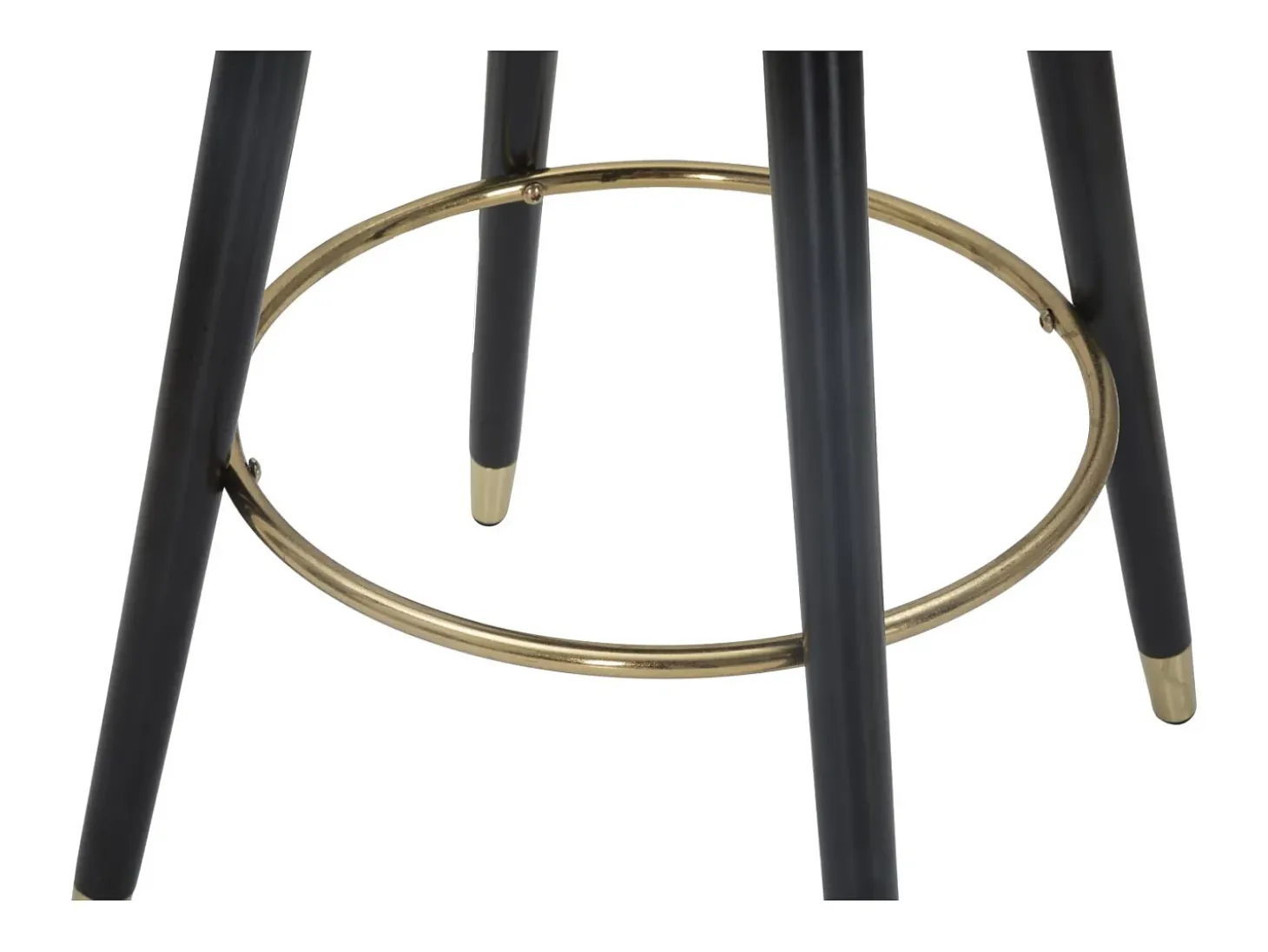 Taburete de bar para cocina en terciopelo con patas de madera negras y doradas h80cm Prague - Crema