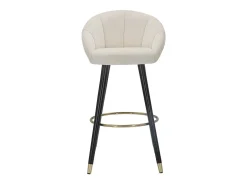 Taburete de bar para cocina en terciopelo con patas de madera negras y doradas h80cm Prague - Crema