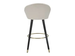 Taburete de bar para cocina en terciopelo con patas de madera negras y doradas h80cm Prague - Crema