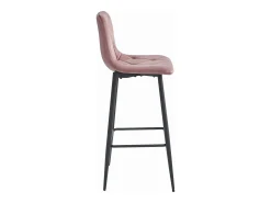 Taburete de bar Valora KODA de terciopelo rosa oscuro con patas de acero negro x1