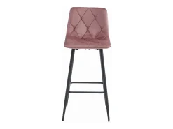 Taburete de bar Valora KODA de terciopelo rosa oscuro con patas de acero negro x1