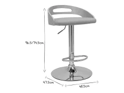 Taburete de cocina de diseño regulable de madera clara y tejido gris claro MANO
