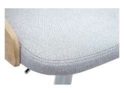 Taburete de cocina de diseño regulable de madera clara y tejido gris claro MANO