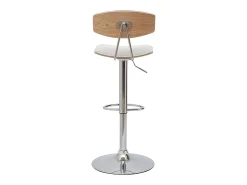 Taburete de cocina de diseño regulable blanco y madera clara VASCO
