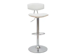 Taburete de cocina de diseño regulable blanco y madera clara VASCO