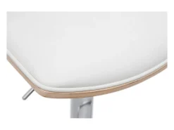 Taburete de cocina de diseño regulable blanco y madera clara VASCO