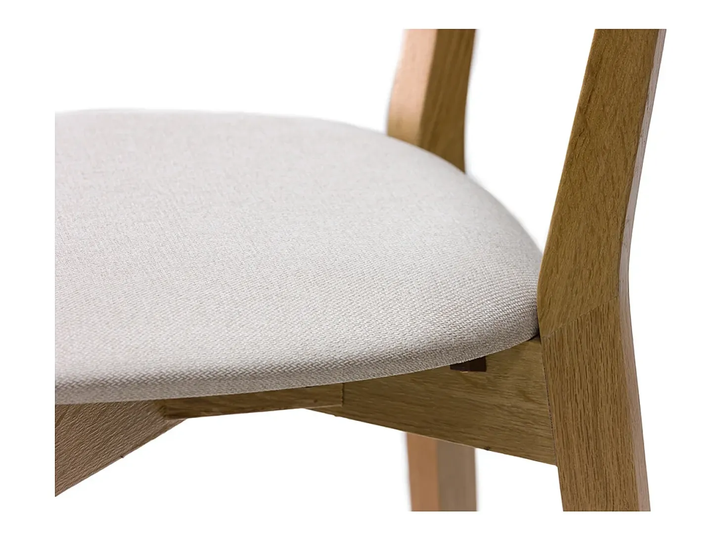 Taburete de cocina de roble macizo y tela beige 65 cm LUCIA