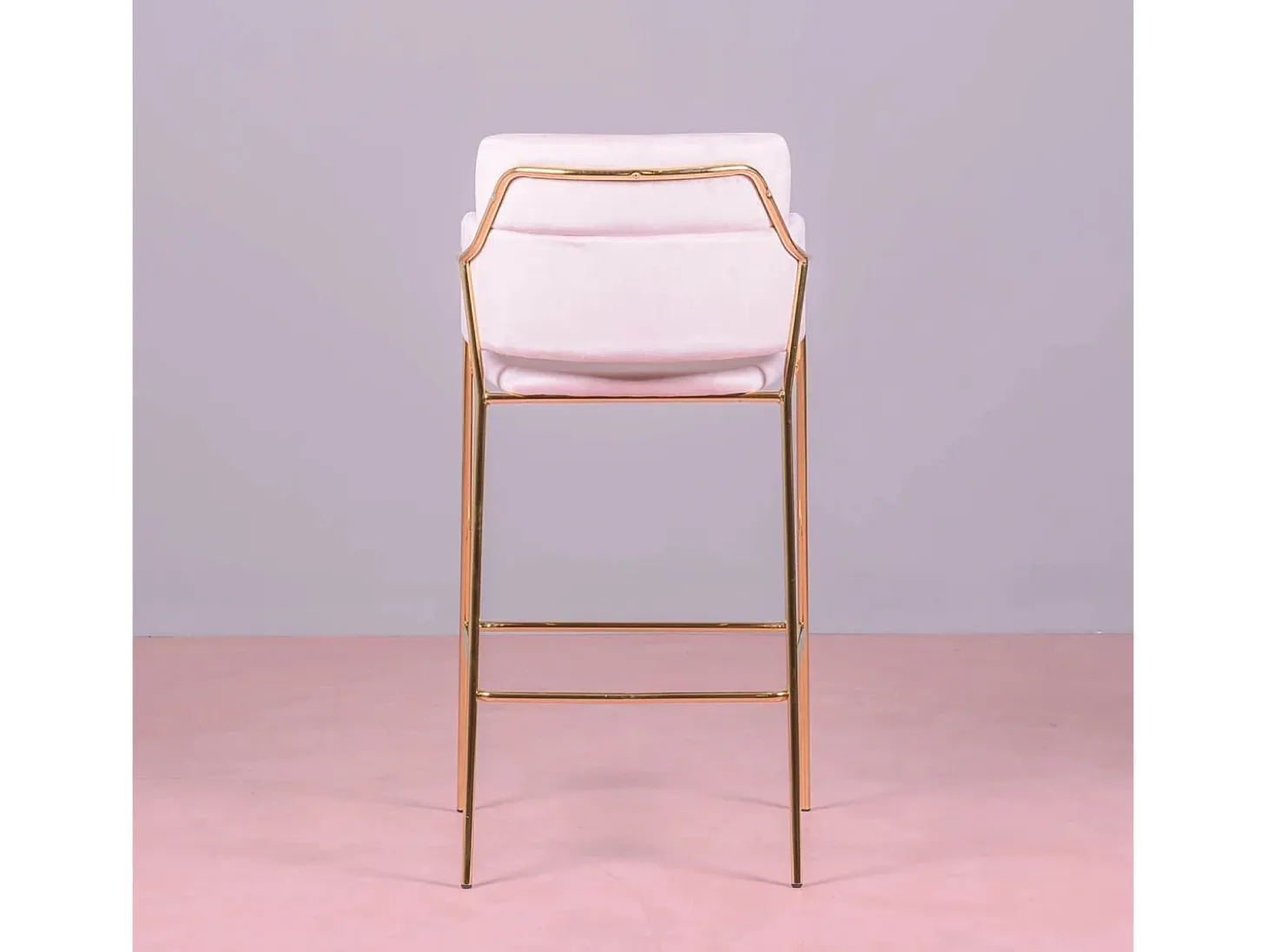 Taburete de diseño tapizado en terciopelo y patas doradas - Cruiser - Rosa