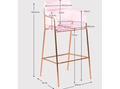 Taburete de diseño tapizado en terciopelo y patas doradas - Cruiser - Rosa