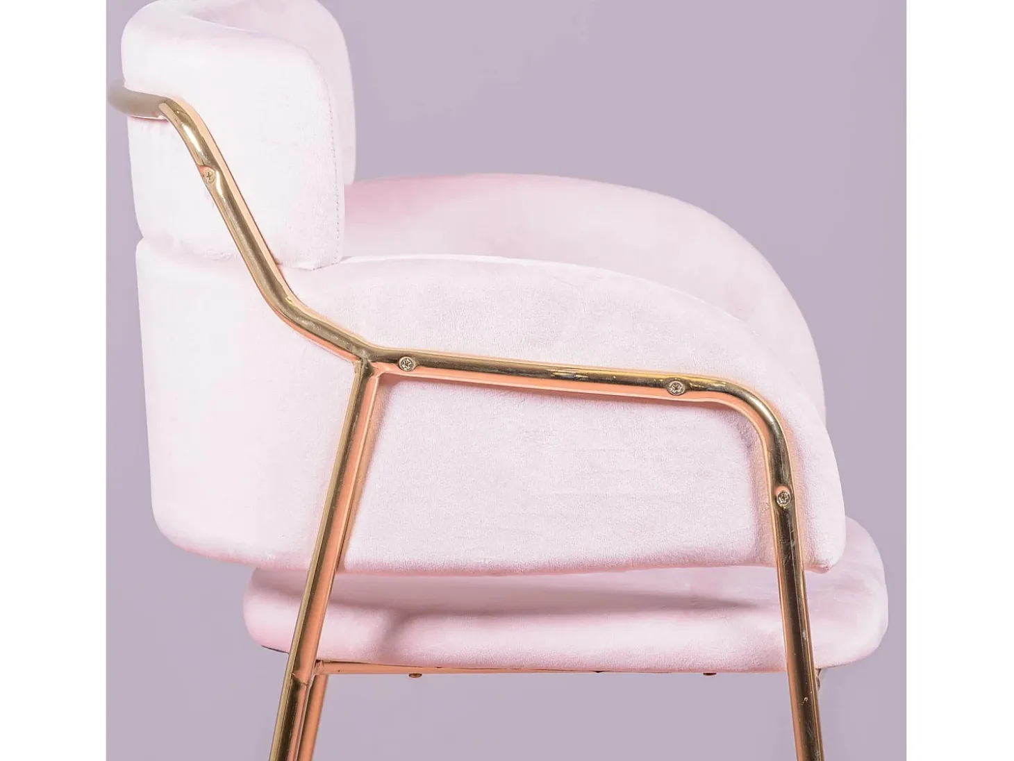 Taburete de diseño tapizado en terciopelo y patas doradas - Cruiser - Rosa