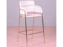 Taburete de diseño tapizado en terciopelo y patas doradas - Cruiser - Rosa