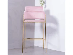Taburete de diseño tapizado en terciopelo y patas doradas - Cruiser - Rosa