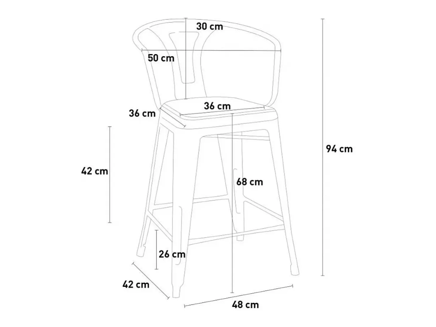 taburete de metal y madera con respaldo de diseño industrial estilo steel wood back - Rojo