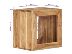 Taburete madera maciza de acacia 40x30x40 cm