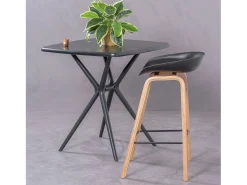 Taburete nórdico con patas de madera de haya (63cm) - Daxer - Negro