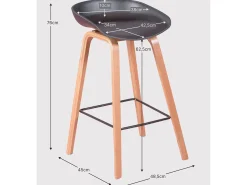 Taburete nórdico con patas de madera de haya (63cm) - Daxer - Gris Claro