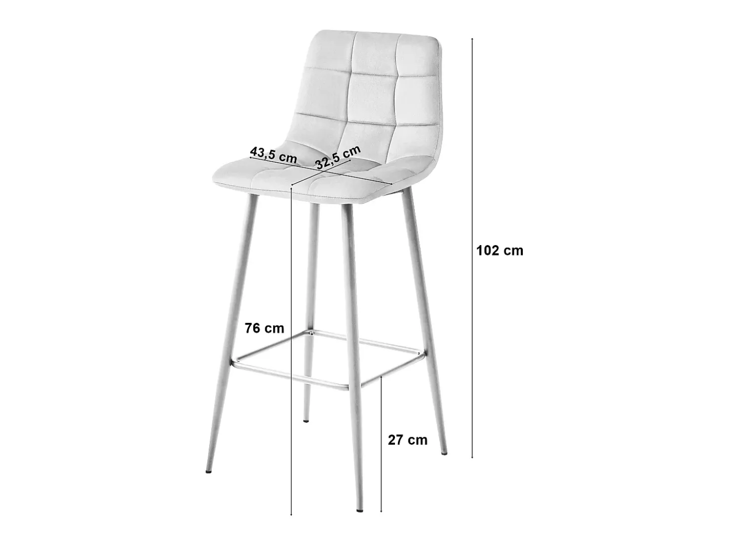 Taburete Valora TEOTO de terciopelo beige con patas doradas para cocina (x2)