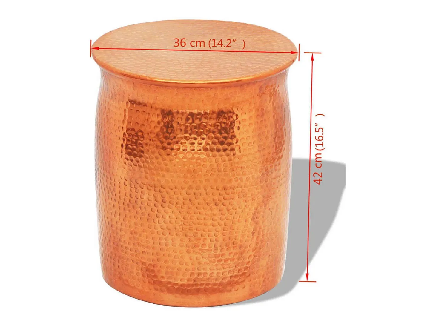 Taburete/mesita de centro de aluminio martillado color cobre