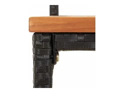 Taburetes altos 2 uds madera de acacia y ratán sintético negro