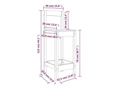 Taburetes altos 2 unidades madera maciza de pino 40x41,5x112 cm