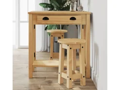 Taburetes altos de cocina 2 uds madera maciza de pino